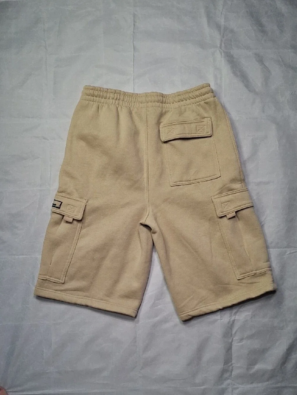 Men's Cargo Sweatshorts in Tan with Drawstring Waist